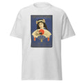 Unisex heather gray t-shirt featuring vintage Oriental Steamship poster artwork printed across the front