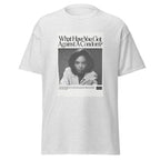 Unisex heather gray t-shirt featuring vintage AIDS Condom Poster poster artwork printed across the front