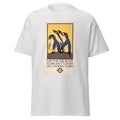 Unisex heather gray t-shirt featuring vintage London Underground Vintage poster artwork printed across the front