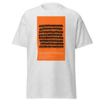 Unisex heather gray t-shirt featuring vintage Genetics poster artwork printed across the front