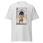 Unisex black t-shirt featuring vintage Annapolis Vintage poster artwork printed across the front