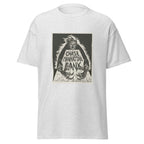 Unisex black t-shirt featuring vintage Chase Manhattan Protest poster artwork printed across the front