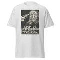 Unisex black t-shirt featuring vintage CIA Portugal poster artwork printed across the front