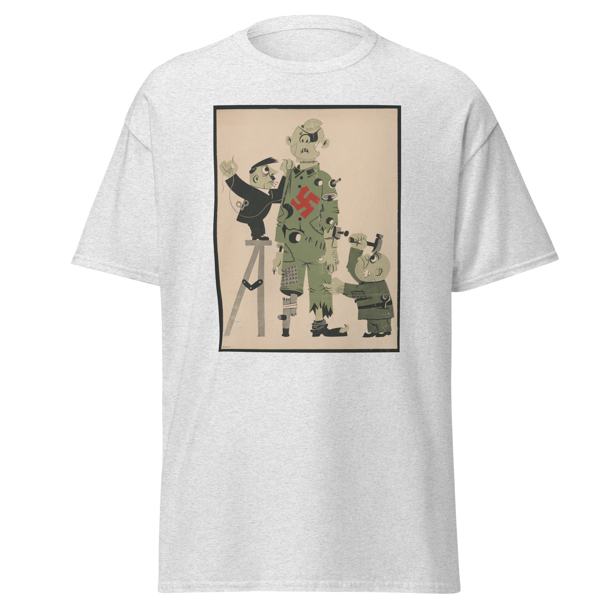 Unisex black t-shirt featuring vintage Hitler Vintage Poster poster artwork printed across the front