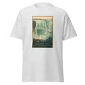 Unisex black t-shirt featuring vintage Niagara Falls Vintage poster artwork printed across the front