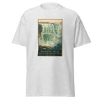 Unisex black t-shirt featuring vintage Niagara Falls Vintage poster artwork printed across the front