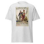 Unisex black t-shirt featuring vintage Britains Day poster artwork printed across the front