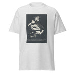 Unisex heather gray t-shirt featuring vintage Anti War Vintage poster artwork printed across the front
