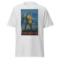 Unisex heather gray t-shirt featuring vintage Victory Liberty Loan poster artwork printed across the front