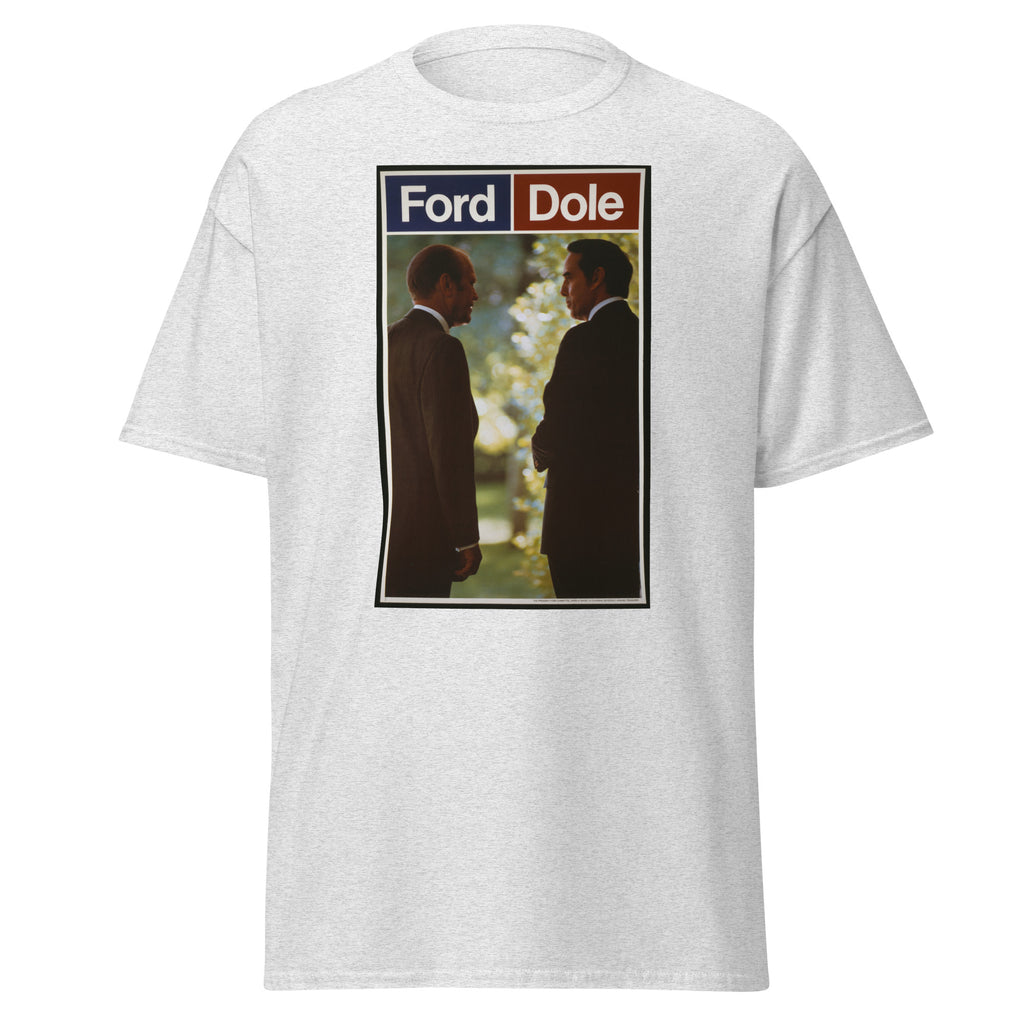 Unisex black t-shirt featuring vintage Ford Dole poster artwork printed across the front