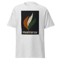 Unisex black t-shirt featuring vintage Irish Freedom poster artwork printed across the front