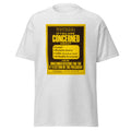 Unisex black t-shirt featuring vintage Concerned Citizens Vintage poster artwork printed across the front