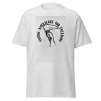 Unisex black t-shirt featuring vintage Young Americans for Freedom poster artwork printed across the front