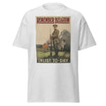 Unisex black t-shirt featuring vintage Remember Belgium poster artwork printed across the front