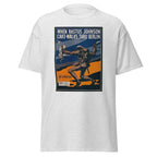 Unisex black t-shirt featuring vintage Rastus Johnson poster artwork printed across the front
