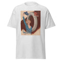Unisex heather gray t-shirt featuring vintage Kellys Tires poster artwork printed across the front