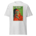 Unisex black t-shirt featuring vintage Evils of Cocaine poster artwork printed across the front