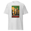 Unisex heather gray t-shirt featuring vintage Charlie Chaplin Floorwalker poster artwork printed across the front
