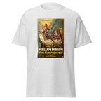 Unisex black t-shirt featuring vintage William Farnum the Gunfighter poster artwork printed across the front