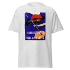 Unisex black t-shirt featuring vintage Czechoslovakia poster artwork printed across the front