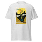 Unisex black t-shirt featuring vintage Malaria Vintage poster artwork printed across the front