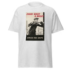 Unisex black t-shirt featuring vintage Every Rivet a Bullet poster artwork printed across the front