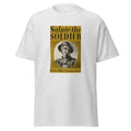 Unisex black t-shirt featuring vintage Salute the Soldier poster artwork printed across the front