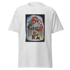 Unisex heather gray t-shirt featuring vintage WWII Allies poster artwork printed across the front