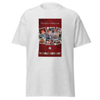 Unisex heather gray t-shirt featuring vintage World AIDS Day poster artwork printed across the front