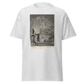 Unisex black t-shirt featuring vintage Independence Hall poster artwork printed across the front