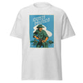 Unisex black t-shirt featuring vintage Vietnam War poster artwork printed across the front