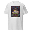 Unisex heather gray t-shirt featuring vintage Ephrata Cloisters poster artwork printed across the front