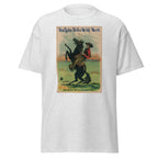 Unisex heather gray t-shirt featuring vintage Buffalo Bill poster artwork printed across the front