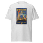 Unisex heather gray t-shirt featuring vintage United States Lines Vintage poster artwork printed across the front