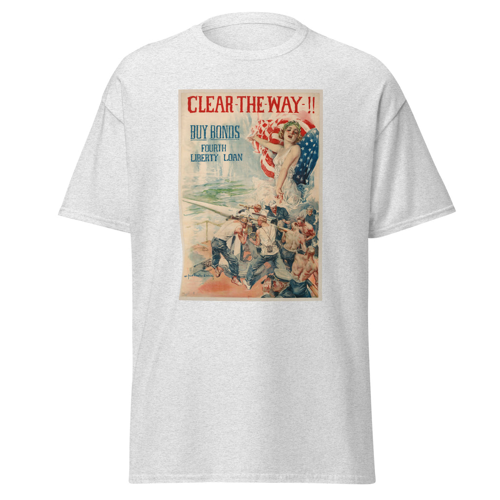 Unisex black t-shirt featuring Liberty Bonds 4 quote typography printed across the front chest