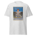 Unisex heather gray t-shirt featuring vintage Colgate Violet Water poster artwork printed across the front