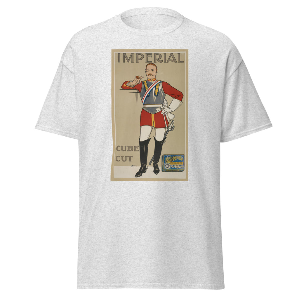 Unisex black t-shirt featuring vintage Imperial Tobacco poster artwork printed across the front