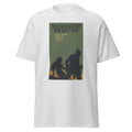 Unisex heather gray t-shirt featuring vintage Remember Belgium poster artwork printed across the front