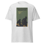 Unisex heather gray t-shirt featuring vintage Remember Belgium poster artwork printed across the front