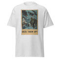 Unisex black t-shirt featuring vintage Back Them Up poster artwork printed across the front