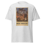 Unisex black t-shirt featuring vintage Back Them Up poster artwork printed across the front