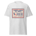 Unisex heather gray t-shirt featuring vintage Gagnons La Guerre Des Nerfs poster artwork printed across the front