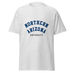 Northern Arizona University Unisex classic tee, shown in Ash, front view, sizes S–5XL