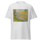 Unisex t-shirt featuring Claude Monet 'Automne À Jeufoss' artwork, shown in Ash, front view, sizes S–5XL