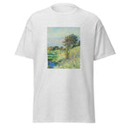 Unisex t-shirt featuring Claude Monet 'Coup de vent' artwork, shown in Ash, front view, sizes S–5XL