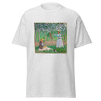 Unisex t-shirt featuring Claude Monet 'In The Woods At Giverny' artwork, shown in Ash, front view, sizes S–5XL