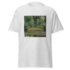 Unisex t-shirt featuring Claude Monet 'Poirier En Fleurs' artwork, shown in Ash, front view, sizes S–5XL