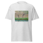 Unisex t-shirt featuring Claude Monet 'Printemps, saules' artwork, shown in Ash, front view, sizes S–5XL