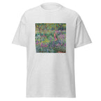 Unisex t-shirt featuring Claude Monet 'The Artist’s Garden in Giverny' artwork, shown in Ash, front view, sizes S–5XL