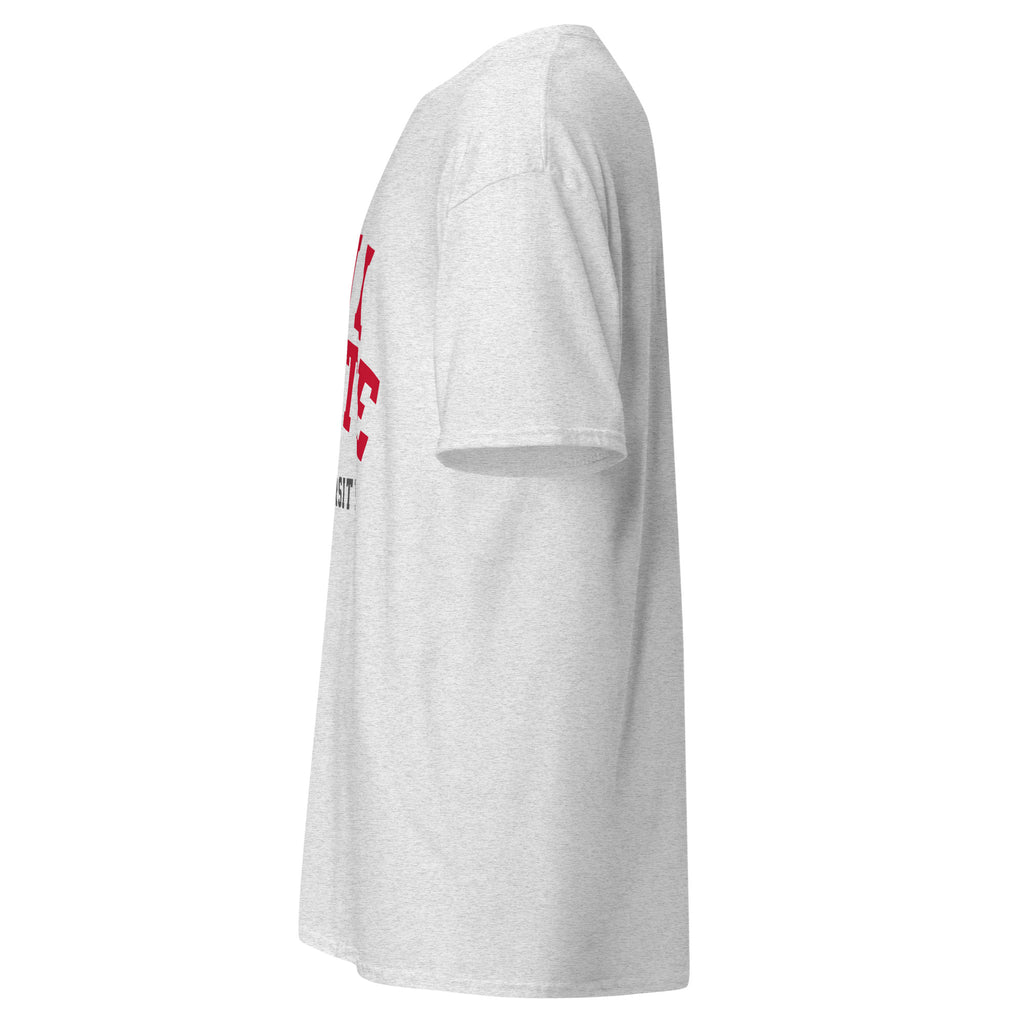 Unisex classic tee featuring Iowa State University name and branding in cardinal and gold